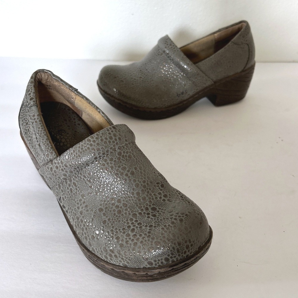 B.O.C Clog Mules Women's‎ Size 6 M Lehana Pebbled Shimmer Grey Nurse Peggy Shoes